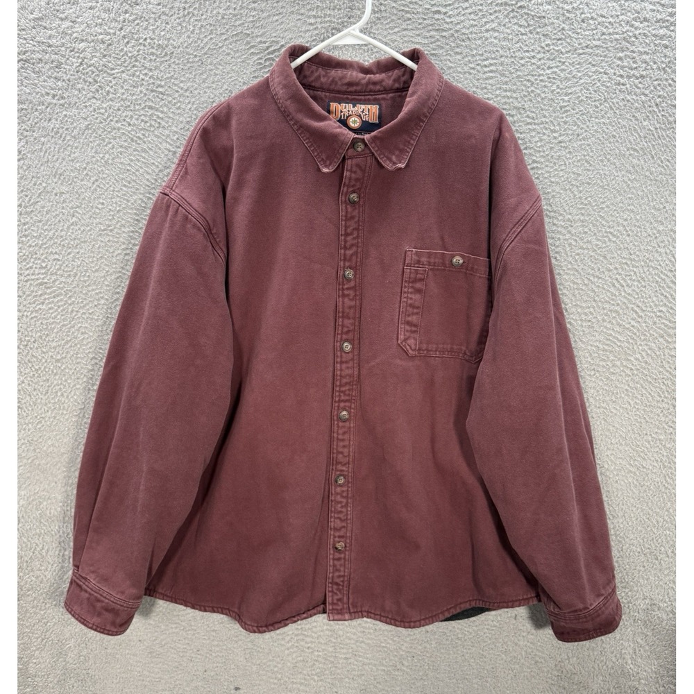 Vintage Duluth Jacket Adult 3XL XXXL Burgundy Canvas Fleece Lined Shacket Y2K